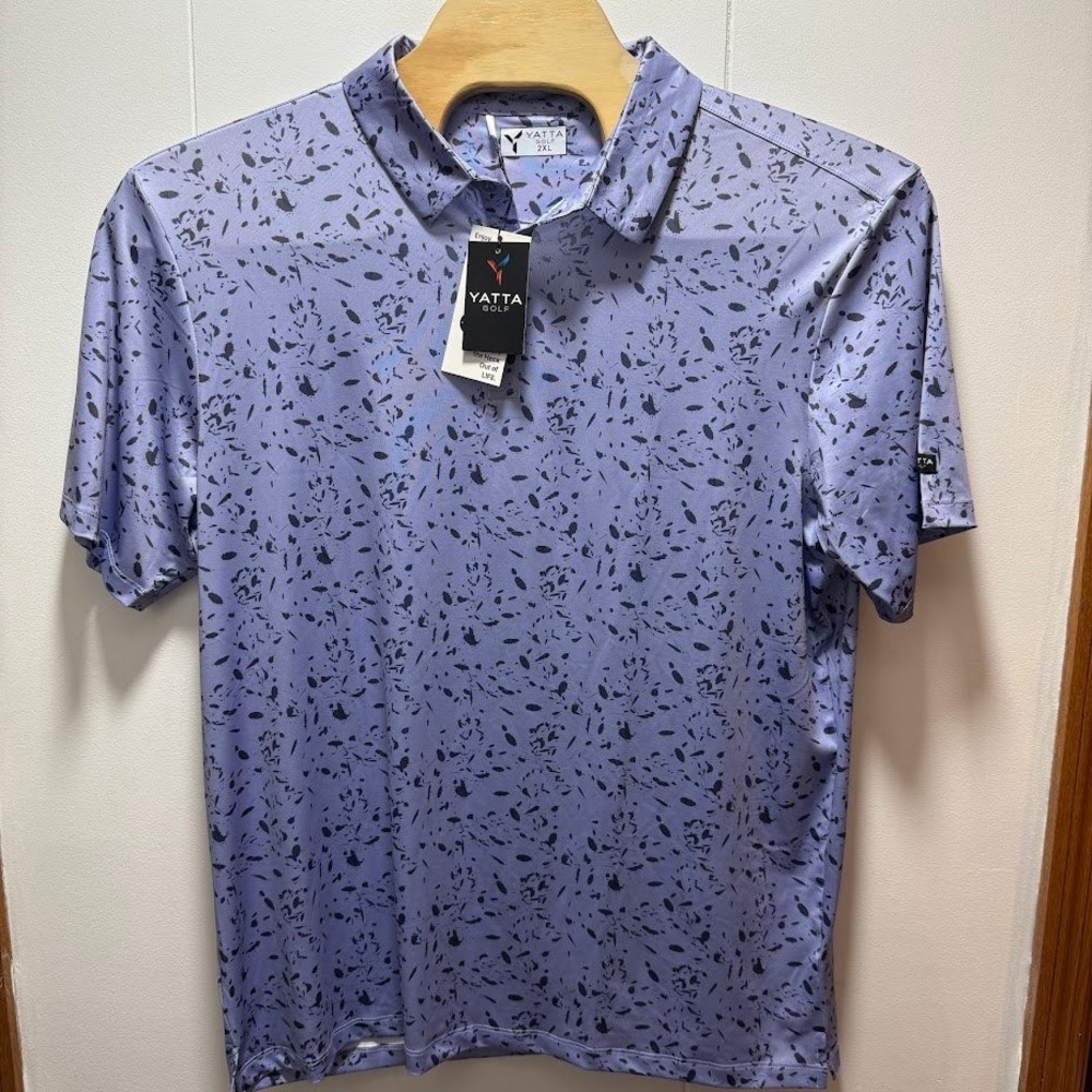 Yatta Golf Mens Polo Shirt Slate Flecks Blue Purple Performance 2XL NEW WITH TAG